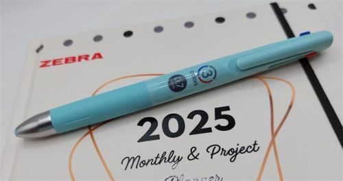 Golyóstoll, 0, 24 mm, nyomógombos, háromszínű, ZEBRA  "bLen 3C", kékeszöld test