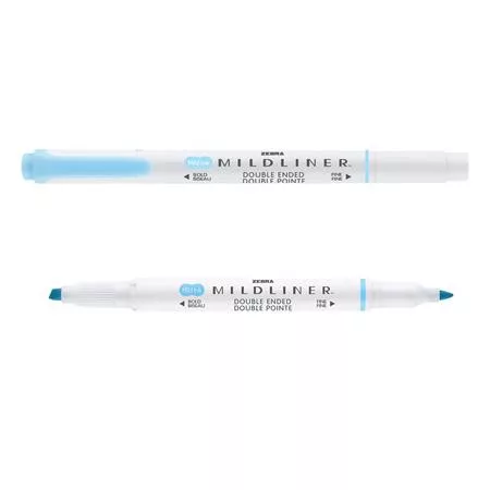 Szövegkiemelő, 1,0/3,5 mm, kétvégű, ZEBRA "Mildliner Fluorescent", kék