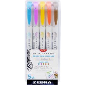   Ecsetirón készlet, kétvégű  ZEBRA "Mildliner Warm", 5 szín