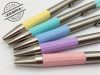 Golyóstoll, 0,24 mm, nyomógombos, rozsdamentes acél, pasztellkék tolltest, ZEBRA "F-301", kék