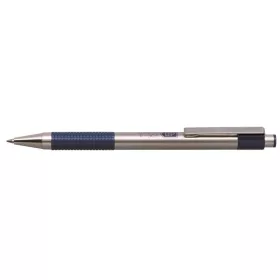  Golyóstoll, 0,24 mm, nyomógombos, rozsdamentes acél, kék tolltest, ZEBRA "F-301", kék