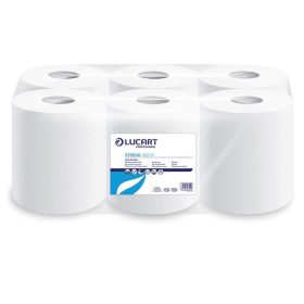   Törlőkendő, tekercses, belső adagolású, 2 rétegű, LUCART, "Strong 450 CF", optimum fehér