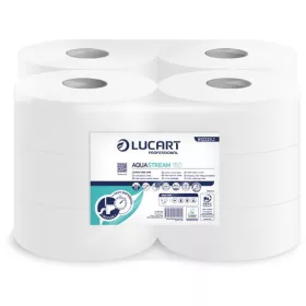   Toalettpapír, 2 rétegű, nagytekercses, 150 m,  19 cm átmérő, LUCART "Aquastream 150", fehér