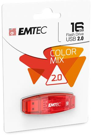Pendrive, 16GB, USB 2.0, EMTEC "C410 Color", piros