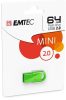 Pendrive, 64GB, USB 2.0, EMTEC "D250 Mini", zöld