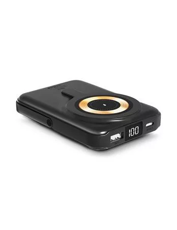 Power bank, mágneses (vezeték nélküli), 10.000mAh, URBAN FACTORY, szénfekete
