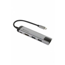 USB elosztó-HUB, USB-C/USB 3.0/HDMI/Ethernet, VERBATIM