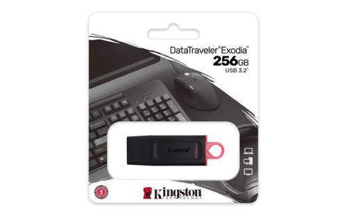 Pendrive, 256GB, USB 3.2, KINGSTON "DataTraveler Exodia", fekete-rózsaszín