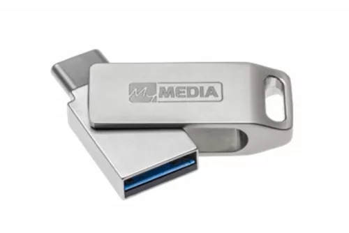 Pendrive, 16GB, USB 3.2 Gen1 + USB-C, alumínium ház, MYMEDIA "Dual" (by VERBATIM)