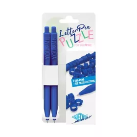   Zseléstoll, nyomógombos, 62 db betűgyűrűvel, 2 db, WEDO "Letter Pen Puzzle", kék