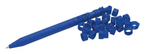 Zseléstoll, nyomógombos, 62 db betűgyűrűvel, 2 db, WEDO "Letter Pen Puzzle", kék