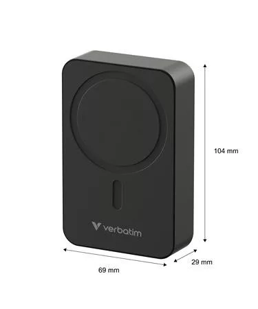 Power bank, mágneses (vezeték nélküli), 20.000mAh, VERBATIM "Charge n Go Essentials", fekete