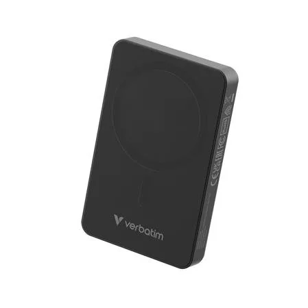 Power bank, mágneses (vezeték nélküli), 10.000mAh, VERBATIM "Charge n Go Essentials", fekete