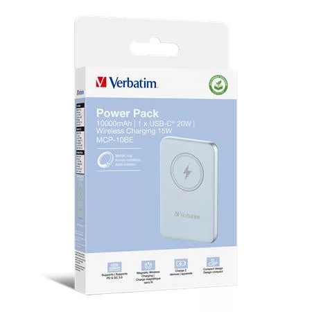 Power bank, mágneses (vezeték nélküli), 10.000mAh, VERBATIM "MCP-10, kék