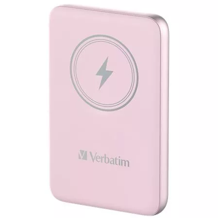 Power bank, mágneses (vezeték nélküli), 10.000mAh, VERBATIM "MCP-10, rózsaszín