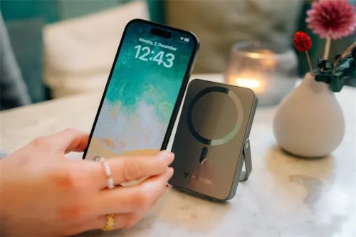 Power bank, mágneses (vezeték nélküli), 10.000mAh, VERBATIM "Charge n Go", szürke