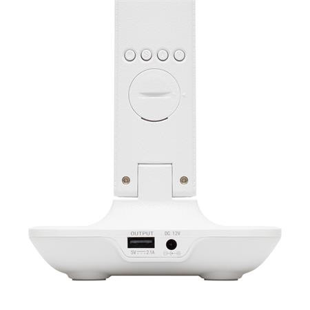 Asztali lámpa, LED, szabályozható, Qi töltővel, USB, HOME, fehér