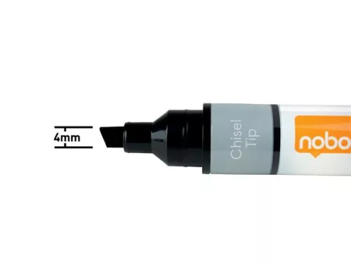 Táblamarker, vágott hegyű, 4 mm, NOBO, 4 db fekete
