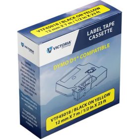   Feliratozógép szalag, 12 mm x 7 m, VICTORIA TECHNOLOGY, sárga-fekete