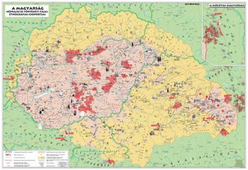 Könyökalátét, kétoldalas, STIEFEL "Magyarország néprajzi térkép"