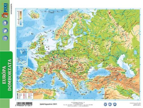 Tanulói munkalap, A4, STIEFEL "Európa domborzata/Európa vaktérképpel