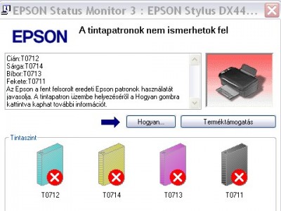 A nyomtatóm nem fogadja el az utángyártott kellékanyagot
